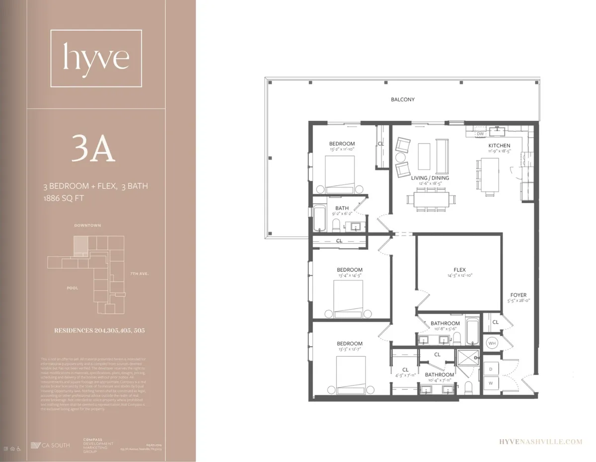 A wide-angle view of the main living space, featuring an open-concept layout that includes the living room with a cozy seating area, a dining table, kitchen with modern appliances and island, and direct access to a balcony. Floor-to-ceiling windows bring in abundant natural light, while stylish decor and artwork add a designer touch.